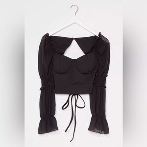 Nasty Gal Women’s Cupped Puff Sleeve Ruffle Corset Crop Top